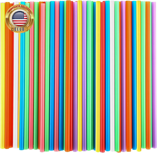 100 Pcs Colorful Plastic Straws, Disposable Drinking Straws, 8.26" Long and 0.23