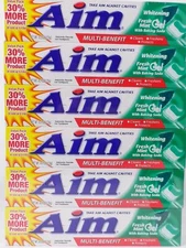 Aim Toothpaste 6 oz Pack of 6 Fresh Mint Gel Cavity Protection Whitening