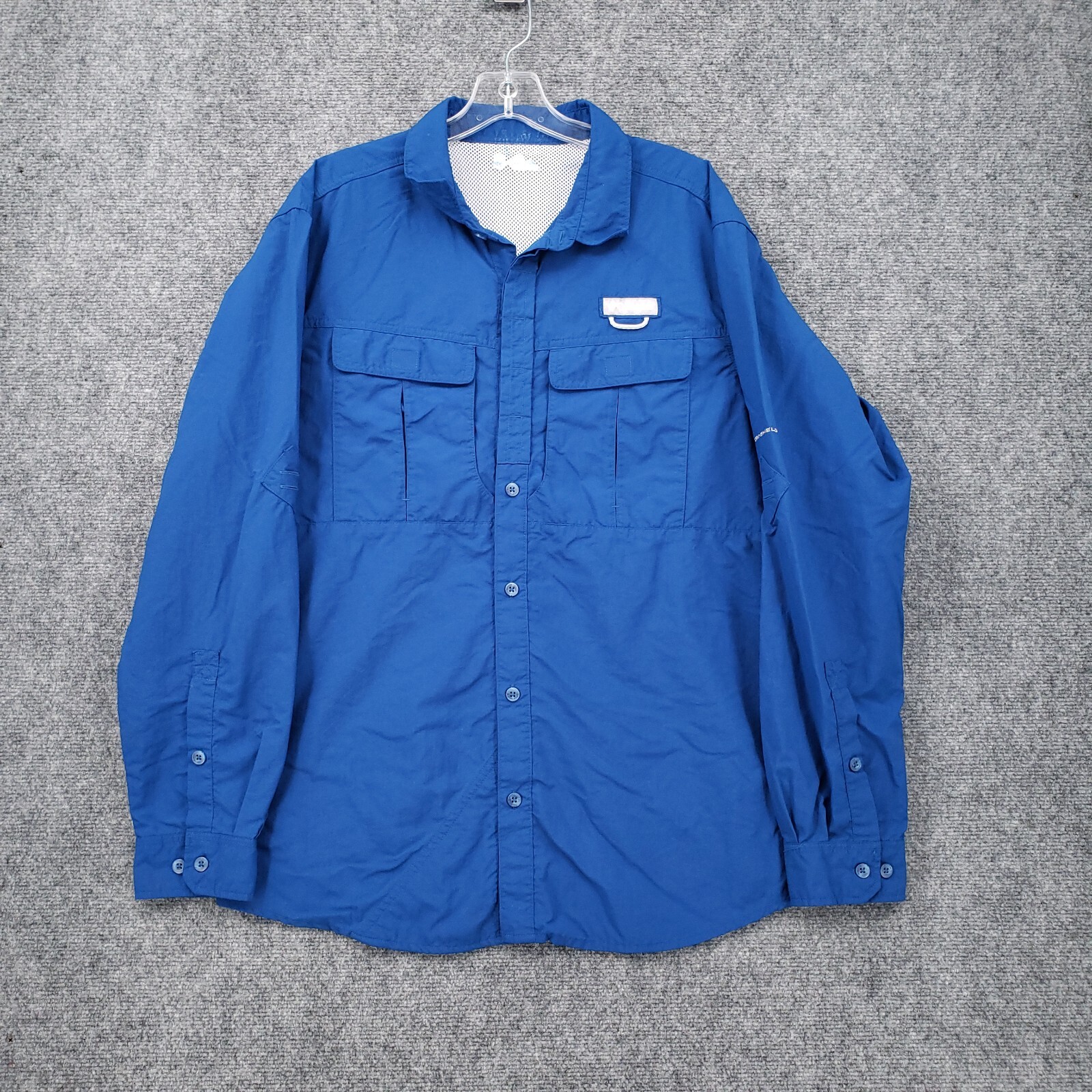 Columbia Button Up Shirt Men L Blue Cascades Explorer Omni Shield Lined Outdoor