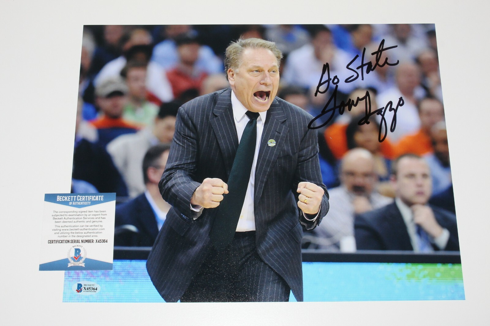 MICHIGAN STATE SPARTANS COACH TOM IZZO SIGNED FINAL FOUR 11X14 PHOTO B BAS COA 