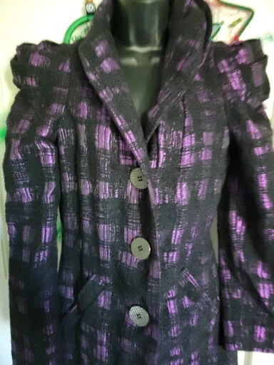Abrigo Samuel Dong Púrpura Mangas Poof Talla S Foto 2 de 4
