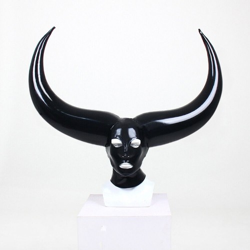 Latex Gummi Maske Aufklappbar Haube Bar Maske Cosplay Aufblasbar Horn Party Haube - Bild 1 von 3