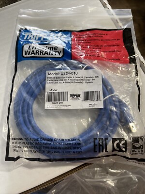 Tripp Lite U324-010 Usb Data Transfer Cable - 10 Ft - Extension Cable - Blue