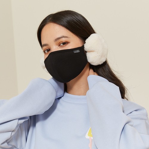 OH! Women's Winter Face Cover with Earflap Windproof Balaclava Warm Mask *Black*
