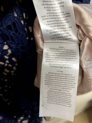Chi Chi London Cami Premium Lace Midi Dress Size 12 Navy Spaghetti Straps Guiper - Picture 8 of 12