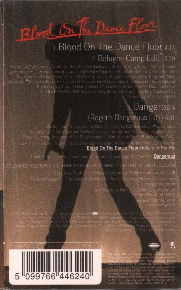Michael Jackson Blood On the Dance Floor cassette Europe Epic 1997 cassette - Image 2 of 3