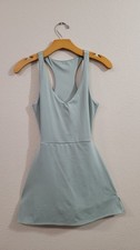 Reformation Bella Ecomove Fit & Flare Mini Dress Built In Shorts XS Green V Neck