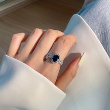 3 CT Oval Cut Cubic Zirconia Engagement Ring Women White Gold Plated