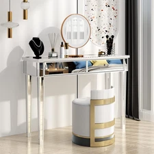 VINGLI Mirrored Vanity Desk with 2 Drawers, Console Table/Sofa /Makeup , Mirror