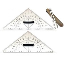 KIT CARTEGGIO NAUTICO COMPOSTO DA DUE SQUADRETTE ED UN COMPASSO CON CUSTODIA