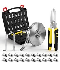 Hose Clamps Stainless Steel DIY Kit 32.81FT Custom Metal Strap with 20 Fasteners