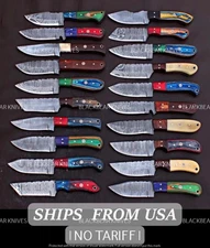LOT OF 20 CUSTOM HANDMADE DAMASCUS STEEL HUNTING FULL TANG SKINNER EDC KNIFE 339