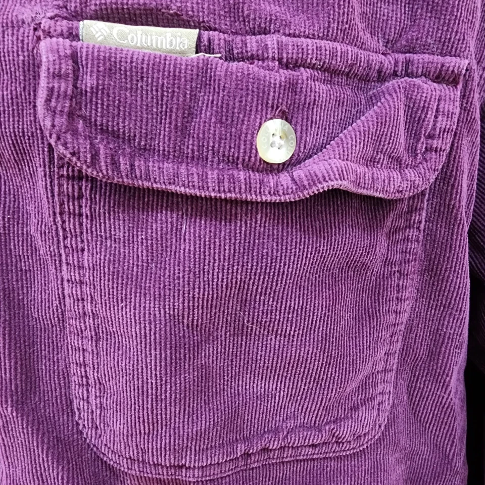 Camisa de Pana Columbia Vintage M Manga Larga Botón Frontal Púrpura Hecha en EE. UU. 90s Foto 3 de 4