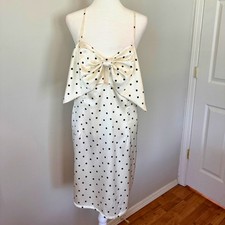 Wild Fable XL Polka Dot Above Knee Dress Bow Open Back Satin Look NWT