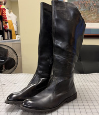 Unworn, Re-enactment Knee-High Tall Black Boots , w/Zipper Back, SZ Men's 10.5