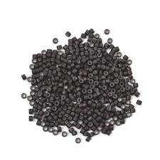 500Pcs Silicone Lined Micro Links Beads 4.0 mm for Hair Extensions, Dark Brown