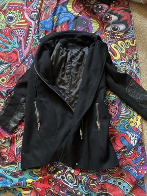 vintage calvin klein womens semi-leather trench coat size 10