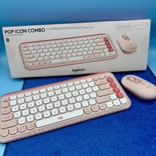 Logitech POP ICON COMBO Bluetooth Keyboard and Mouse Combo Rose Off White