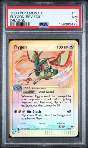 2003 POKEMON EX DRAGON #15 FLYGON-REVERSE FOIL PSA 7