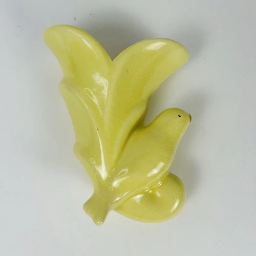 Vintage Yellow McCoy Bird Wall Pocket Vase Mid-century Ceramic 6”