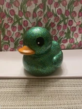 Large Jaru GREEN Dazzle Rubber Duckie 6” Sparkle Glitter Duck Toy