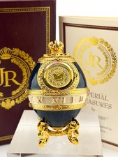 Joan Rivers Imperial Treasures The Timepiece Egg w/Stand Box & COA Blue Enamel