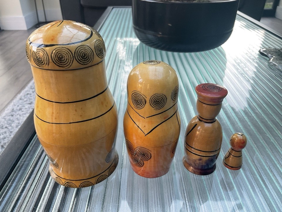 Russian Vintage Wooden Nesting Dolls Unusual Set Of 4 USSR | eBay UK