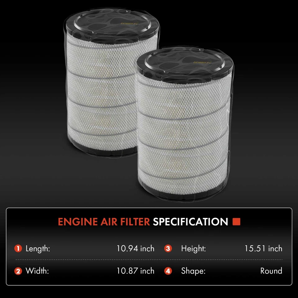 Воздушный фильтр двигателя для грузовика Sterling LT7500 99-10 LT8500 Kenworth 12471801 2 шт. - Изображение 2 из 4