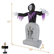 6ft Garden LED String Lights Grim Reaper Grave Inflatable Halloween Decoration