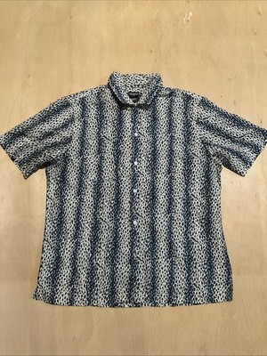 Todd Snyder Albiate Shirt Mens  Navy/cream Camp Collar S/S size XL