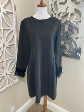 J.CREW large MESH LACE TRIM LONG SLEEVE SHIFT CAREER DRESS