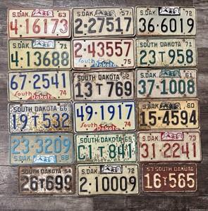 18 Expired-Rougher South Dakota License plates. 1950s-70s-Great For A Display