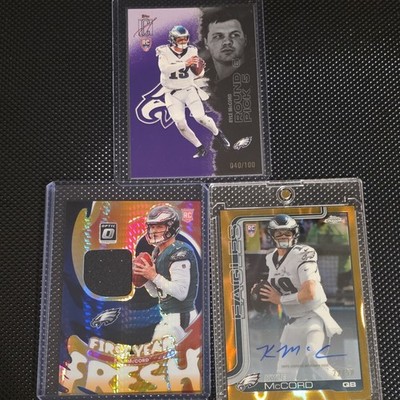 Topps Chrome 2025 Kyle McCord Eagles Rookie Auto  and Patch Lot 3 /50 /100