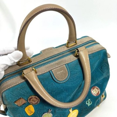 LOEWE Handbag 160th Anniversary Leather Suede Blue Authentic From Japan