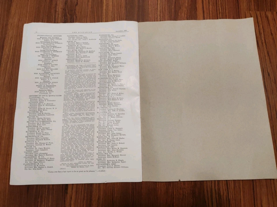 Quotarian Quota Club Magazine Vintage November 1924 Rare  - Image 4 of 4