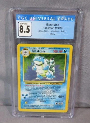 1999 Pokemon #2/102 Base Set Unlimited Holo Blastoise Card Graded CGC 8.5 NM/M+