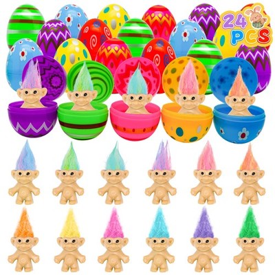 24 Pack Prefilled Easter Eggs with Toys Inside Mini Vintage Lucky Dolls Figur...