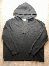 Aerie V-Neck Hoodie Pullover Sweater Oversized Fit Black Women's Size Large