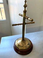 Vintage brass & wood mug tree cottage core, farmhouse style