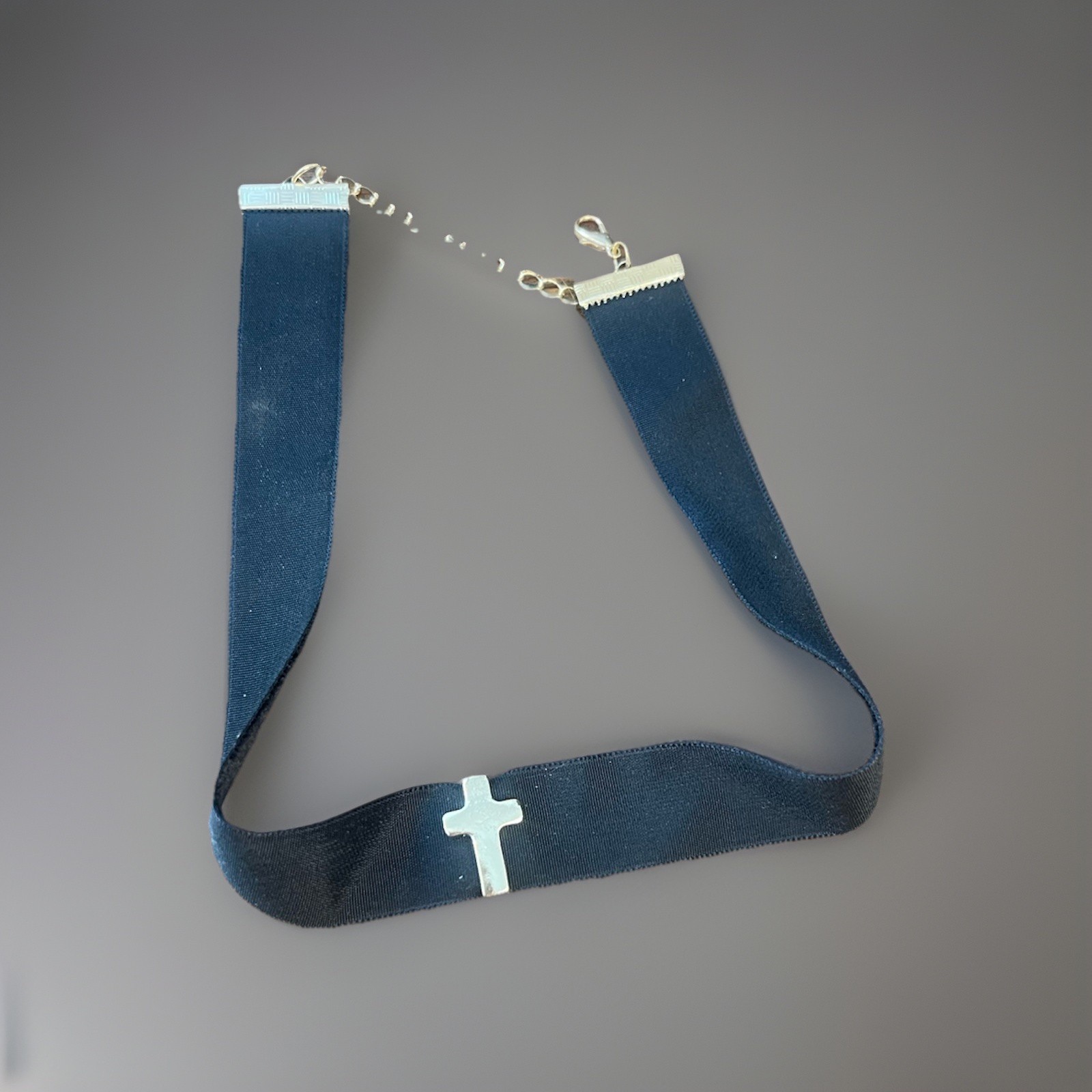 Black Velvet Choker Necklace With Gold Cross Pendant
