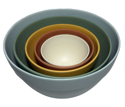 BAMBOOZLE Coleco Bowl Set 5 Pc Astrik Matte Nesting Mixing Serving Set