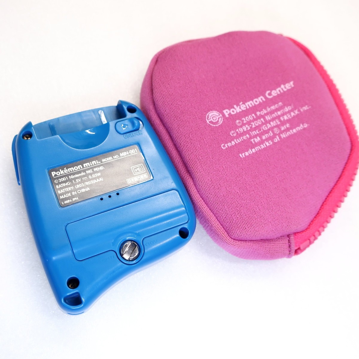 Pokemon Mini Console Blue MIN-001 w/ Official Pink Case