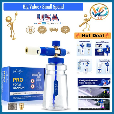 #ad Pro Grade Foam Cannon for Pressure Washer 1 4quot; Quick Connect 1L Bottle $34.84