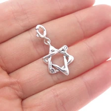 HAGIT GORALI Sterling Silver Vintage Israel Star of David Spring Ring Pendant