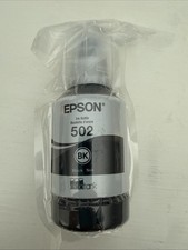 Genuine Epson 502 Black Ink Bottle, Sealed Exp 2027