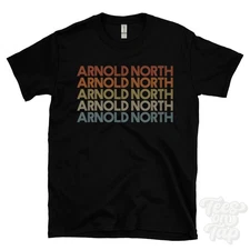 ARNOLD NORTH REPEATED RETRO STYLE T-SHIRT mens & womens uk place name gift