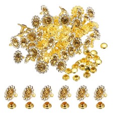 50pcs Colorful Rhinestone Rivets 11mm Sun Flower Crystal Studs, Yellow