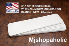 3"x12" Sublimation Blanks White Aluminum Mini Street Sign 20pc USA Made