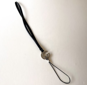 Authentic GUCCI Black Leather Cell Phone Strap with Metal GG Logo