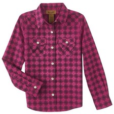 Wrangler Western Pearl Snap Button Long Sleeve Geo Print Shirt Girl's Size S